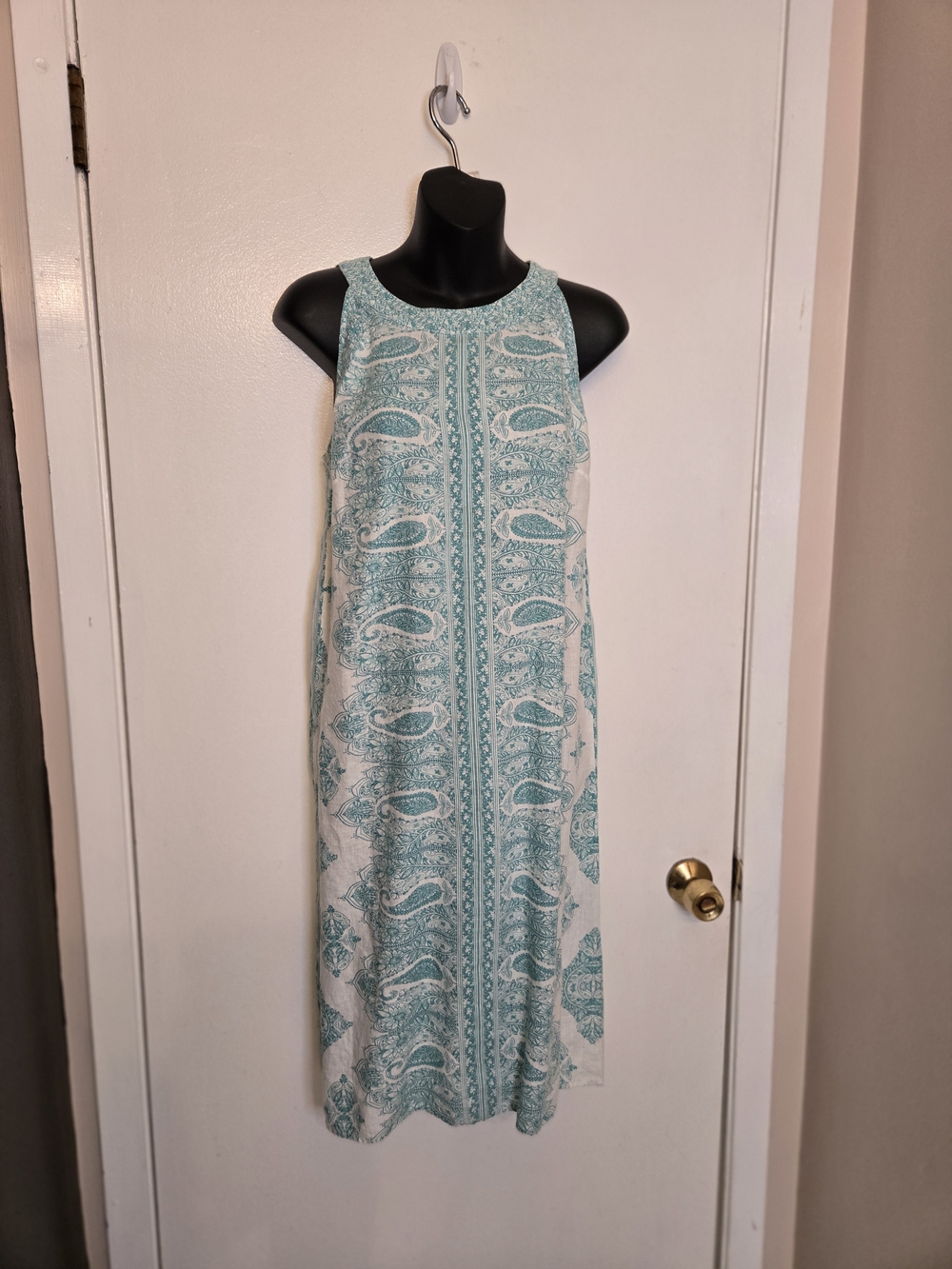 J. Jill Sleeveless Teal Paisley Shift Dress